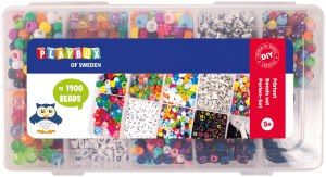 Pärlor med snoddar i förvaringsbox