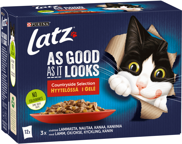 Kattmat Kyckling/Oxe/Kanin/Lamm i Gelé 12x85g