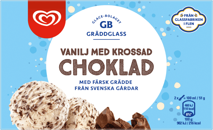 Gräddglass Vanilj med Krossad Choklad