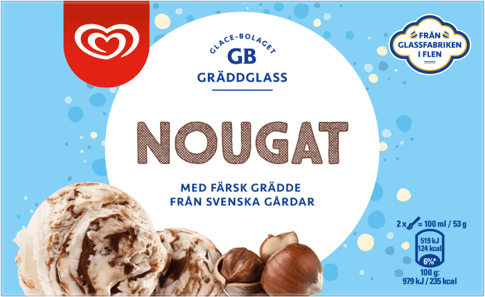 Gräddglass Vanilj med Nougat