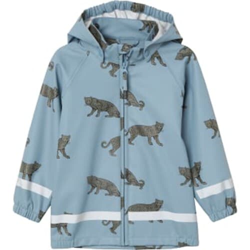 Regnjacka blå m tigrar 110/116