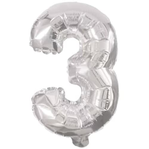 Folieballong Nr 3 Silver