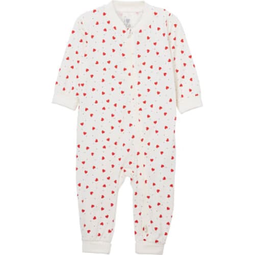 Babypyjamas vit med hjärtan strl 50
