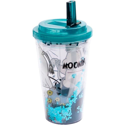 Mugg dubbelväggig m lock & sugrör