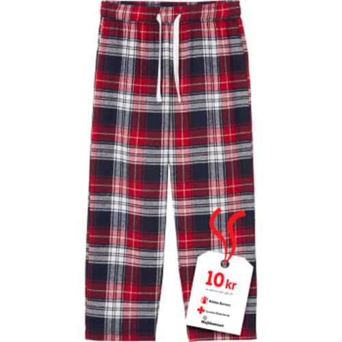 Flanellbyxa blå/röd 146/152