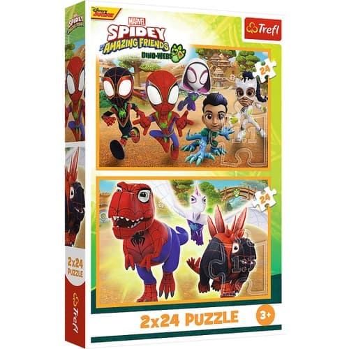 Pussel Spidey och Dinosaurier 2x24 bitar