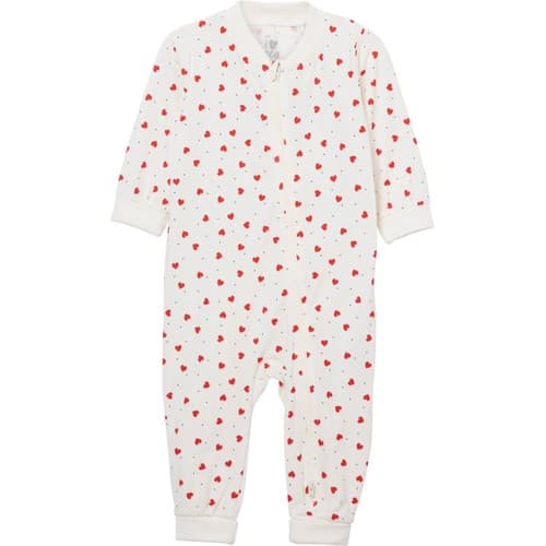 Babypyjamas vit med hjärtan strl 68 ICA I love eco