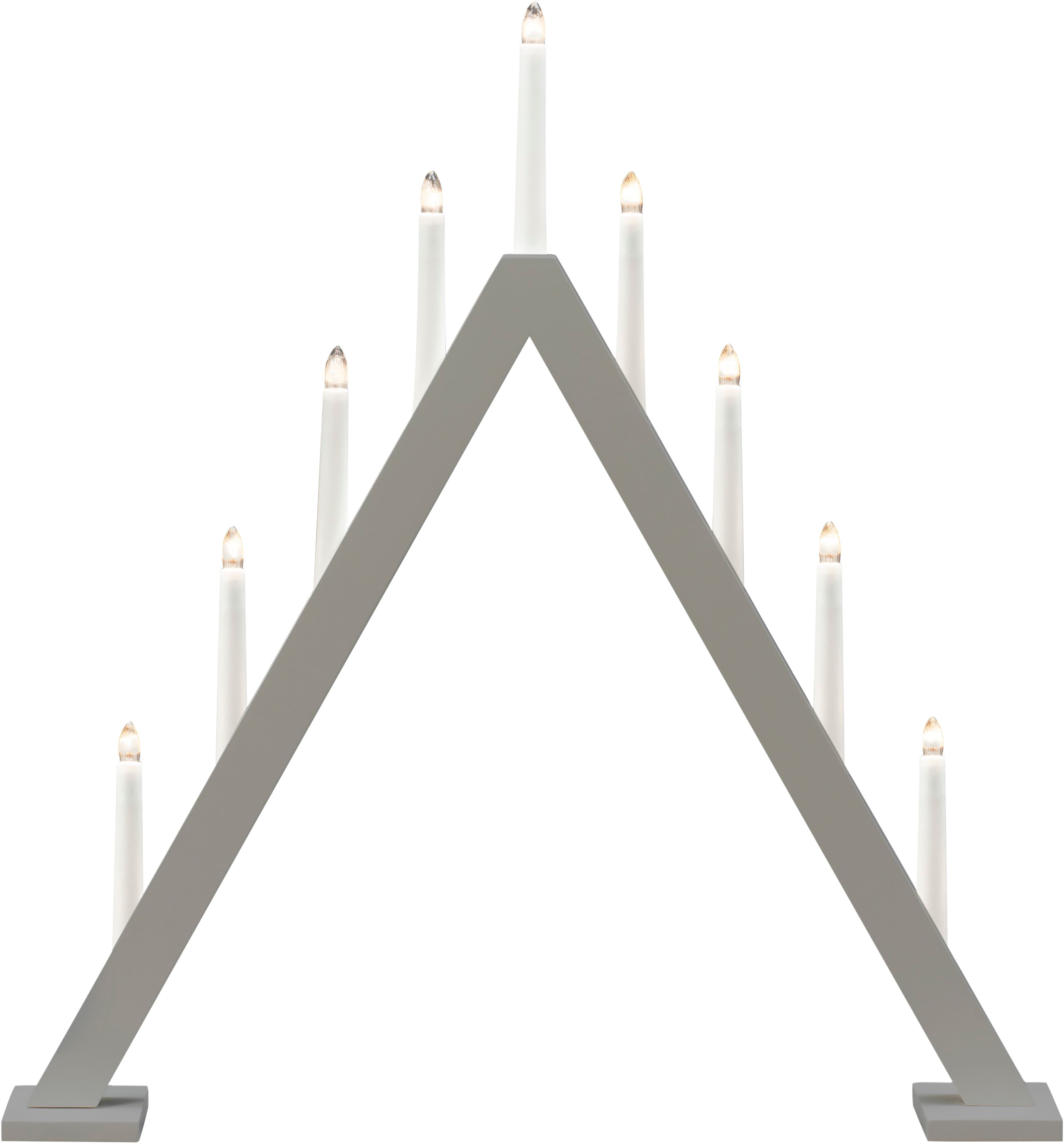 Elljusstake 9 Ljus Trä Grå