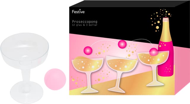 Proseccopong 12 glas + 3 bollar