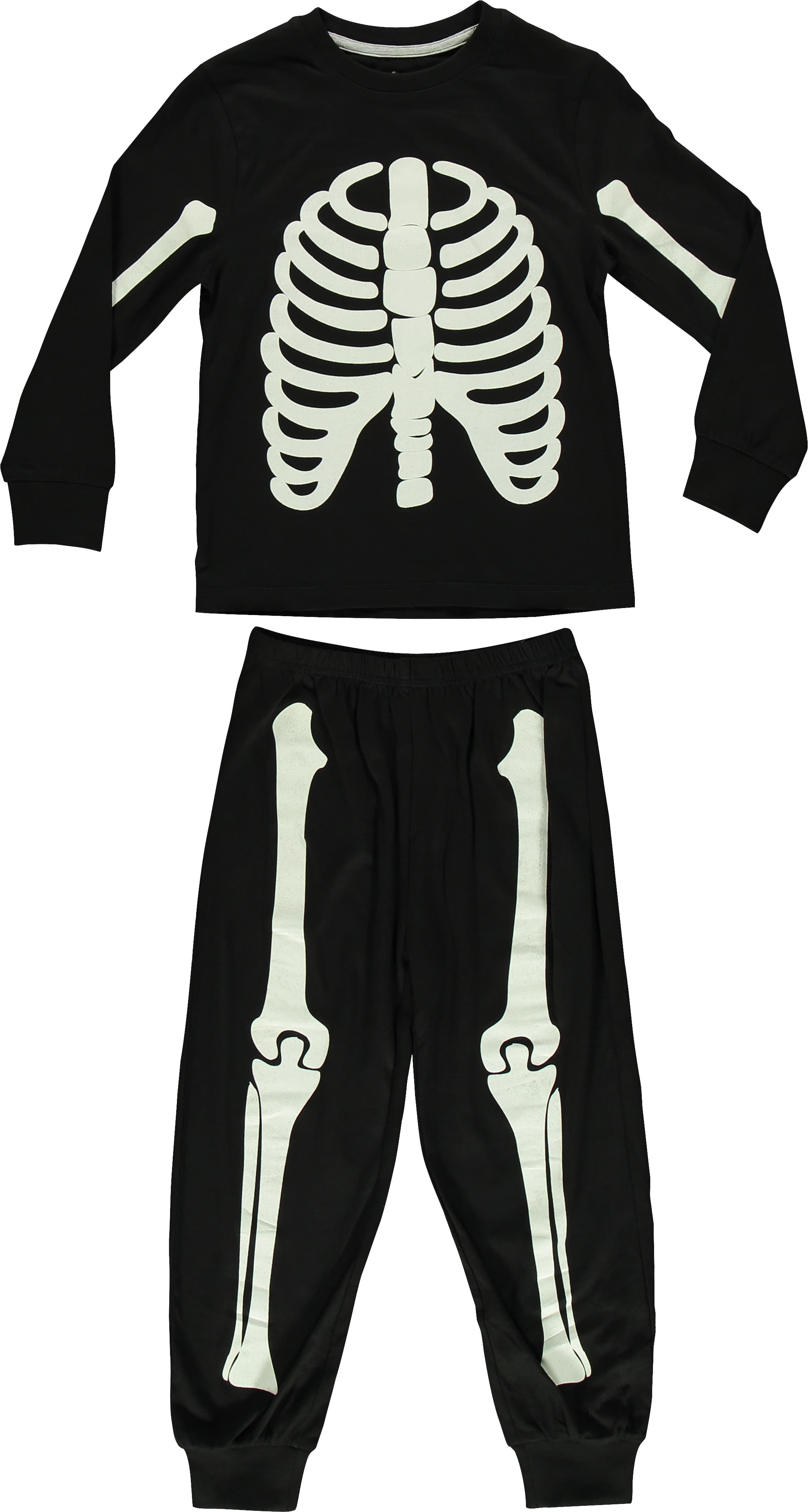 Barnpyjamas Skelett självlysande stl 98/104-122/128