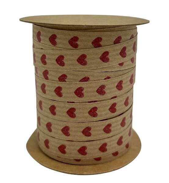 Band Brun med Röda Hjärtan 10m